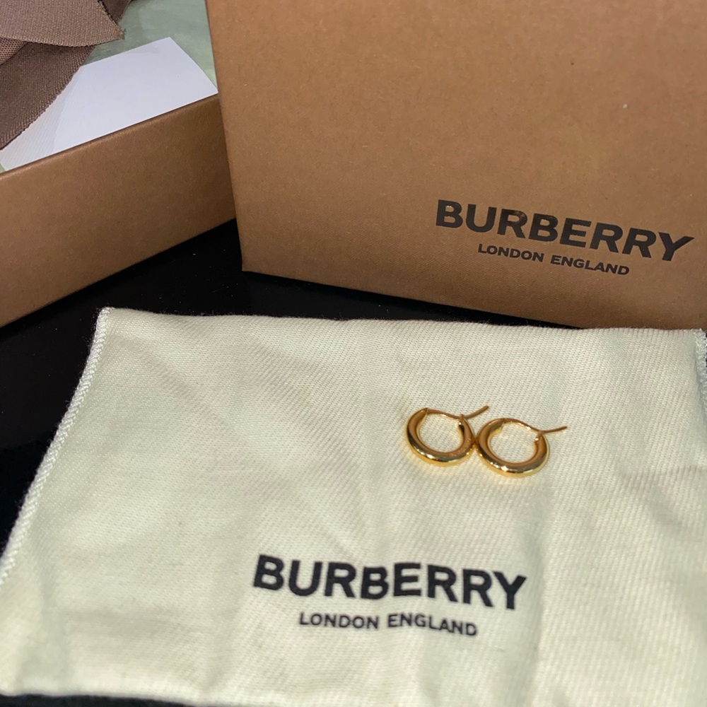 Burberry Earrings Logo Detail Gold-Plated Hoop